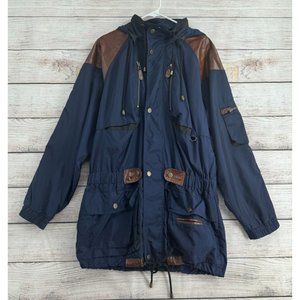 Vintage Ossi Skiwear Hooded‎ Snow Jacket Men's Size Medium Blue/Brown